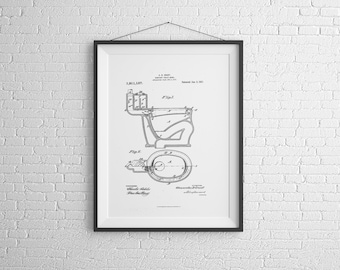 Patent - 1917 Toilet Bowl - Restored Vintage Patents - High Quality Home Decor