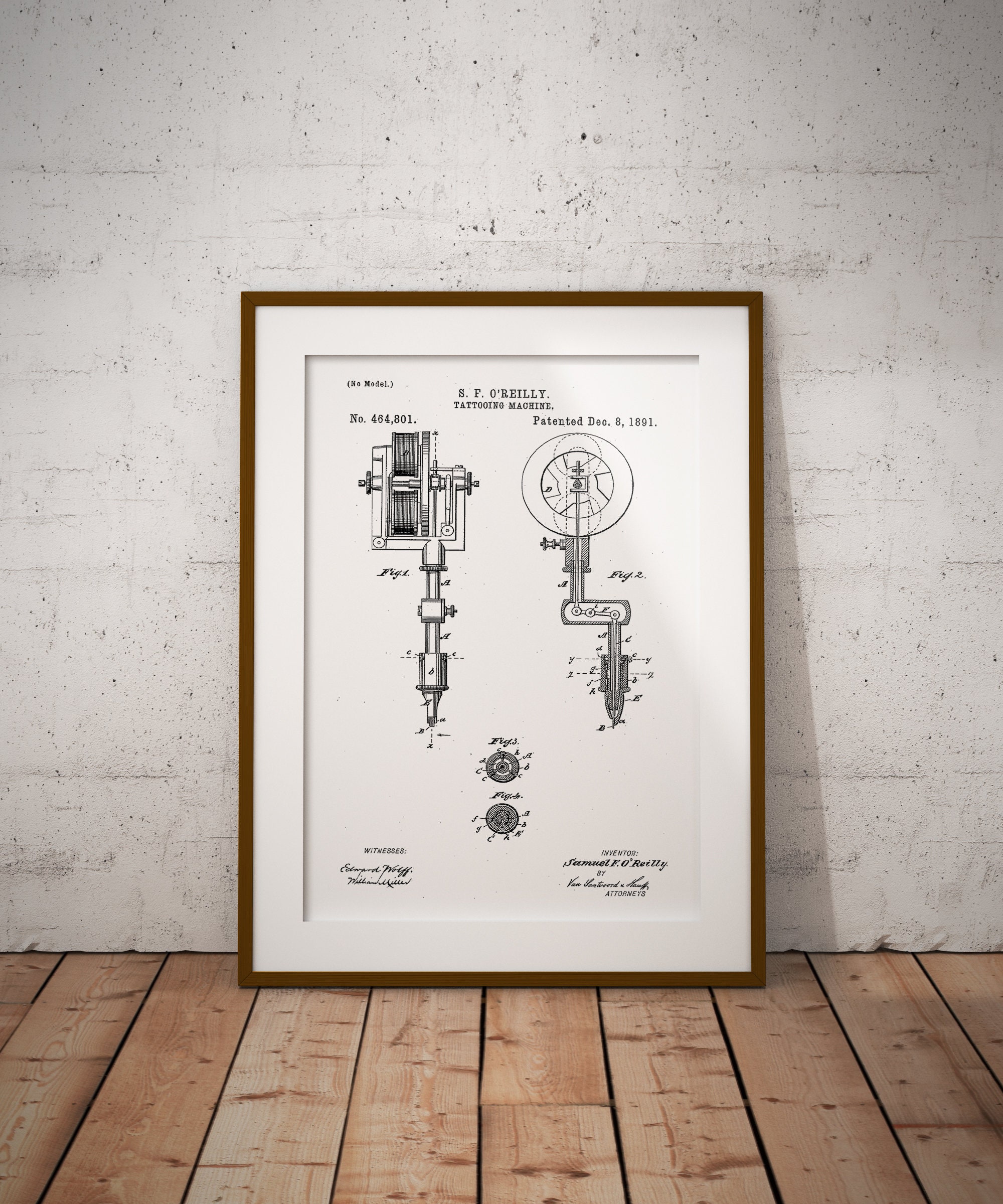 Patent Print Tottooist Art Studio Póster Con Diseños Patentes Decoración de Hogar Inventos Carteles Tattoo Machine Poster de Patente Marco No Incluido Conjunto de 4 Impresiones 
