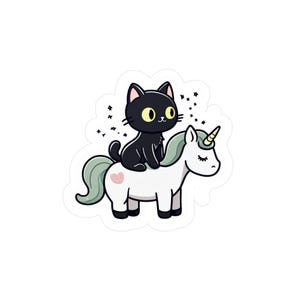 Whimsical Cat Unicorn Kiss-Cut Vinyl Decals, Cute Stickers for Kids, Nursery Decor, Gift for Cat Lovers, Playful Home Accents