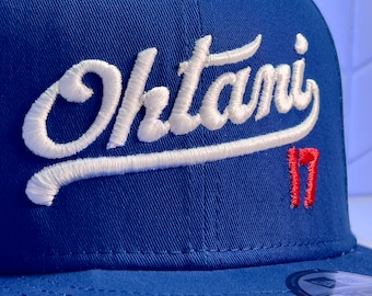 Shohei Ohtani 17 Snapback Hat, Custom 3d Puff Embroidered Blue Cap, Baseball Fan Gift, Sports Team Apparel, Dodgers Inspired Flat Bill Hat