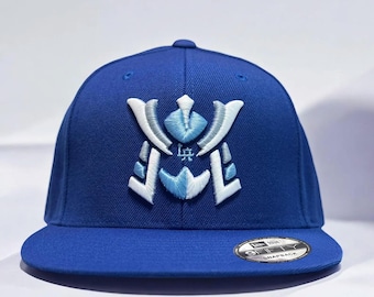 Samurai LA Cap, 3d Puff Embroidered Blue Snapback Cap, Adjustable Baseball Cap for Men & Women, Los Angeles Dodgers Inspired Samurai Design