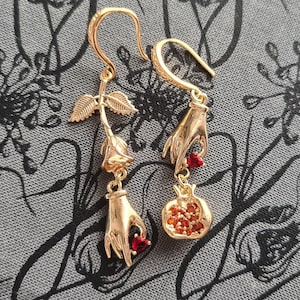 Hades and Persephone Inspired Asymmetrical Earrings - Greek Mythology