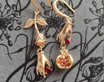 Boucles d'oreilles asymétriques inspirées d'Hadès et de Perséphone - Mythologie grecque