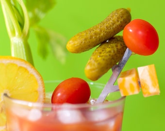 Stainless Steel Bloody Mary Skewers with Garnish Picks - Set of 4