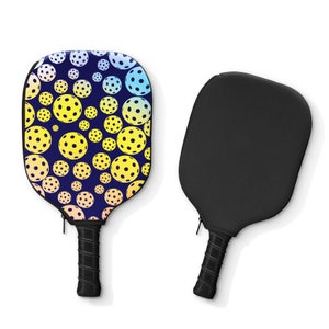 Pickleball Paddle Cover: Blue Pickle ball Pattern, Neoprene