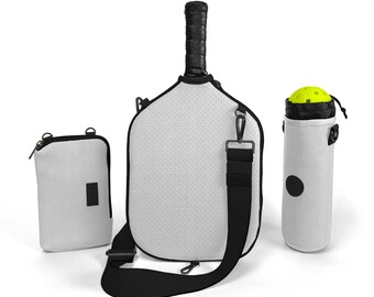 Pickleball Crossbody Paddle Cover Bundle in Platinum