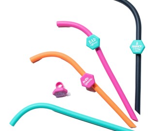 Silicone Straws with Charms: Reusable Party Drink Accessories - Set of 4