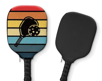 Retro Lines Pickleball Paddle Cover: Neoprene Sports Gear