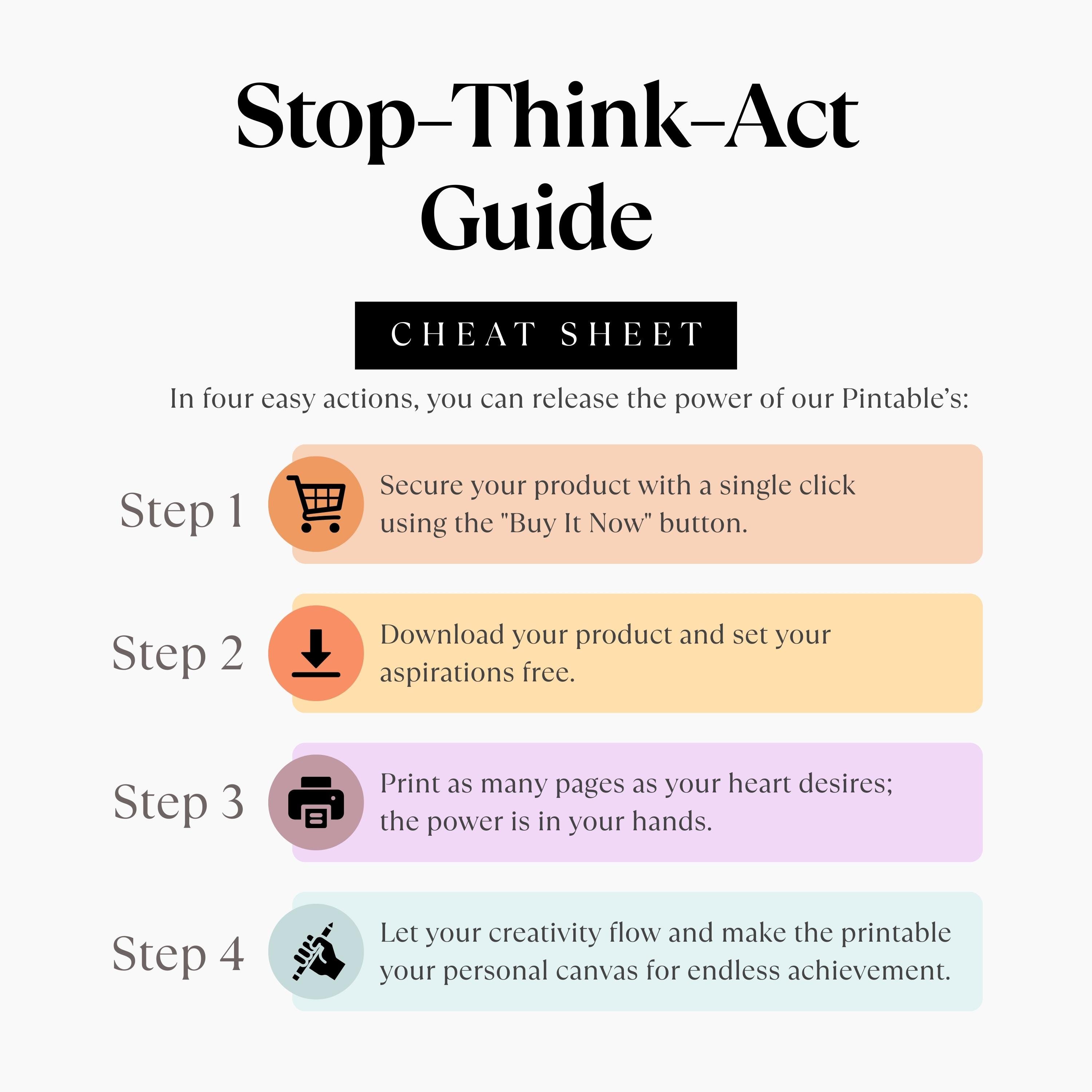 Stop Think Act Guide, Emotional Regulation and Self Control Chart for ...
