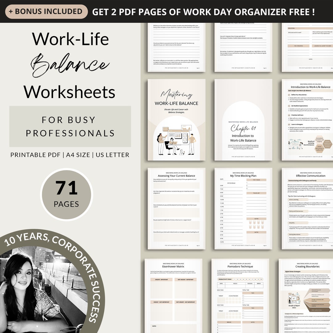 Your Comprehensive Work-life Balance Planning Sheets, A Guide to Self ...