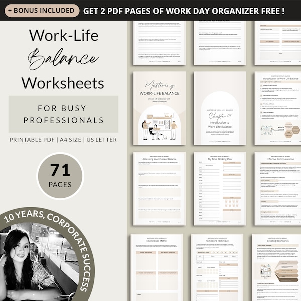 Your Comprehensive Work-Life Balance Planning Sheets, A Guide to Self-Worth and Transformation, Productivity Planner for Self-Development