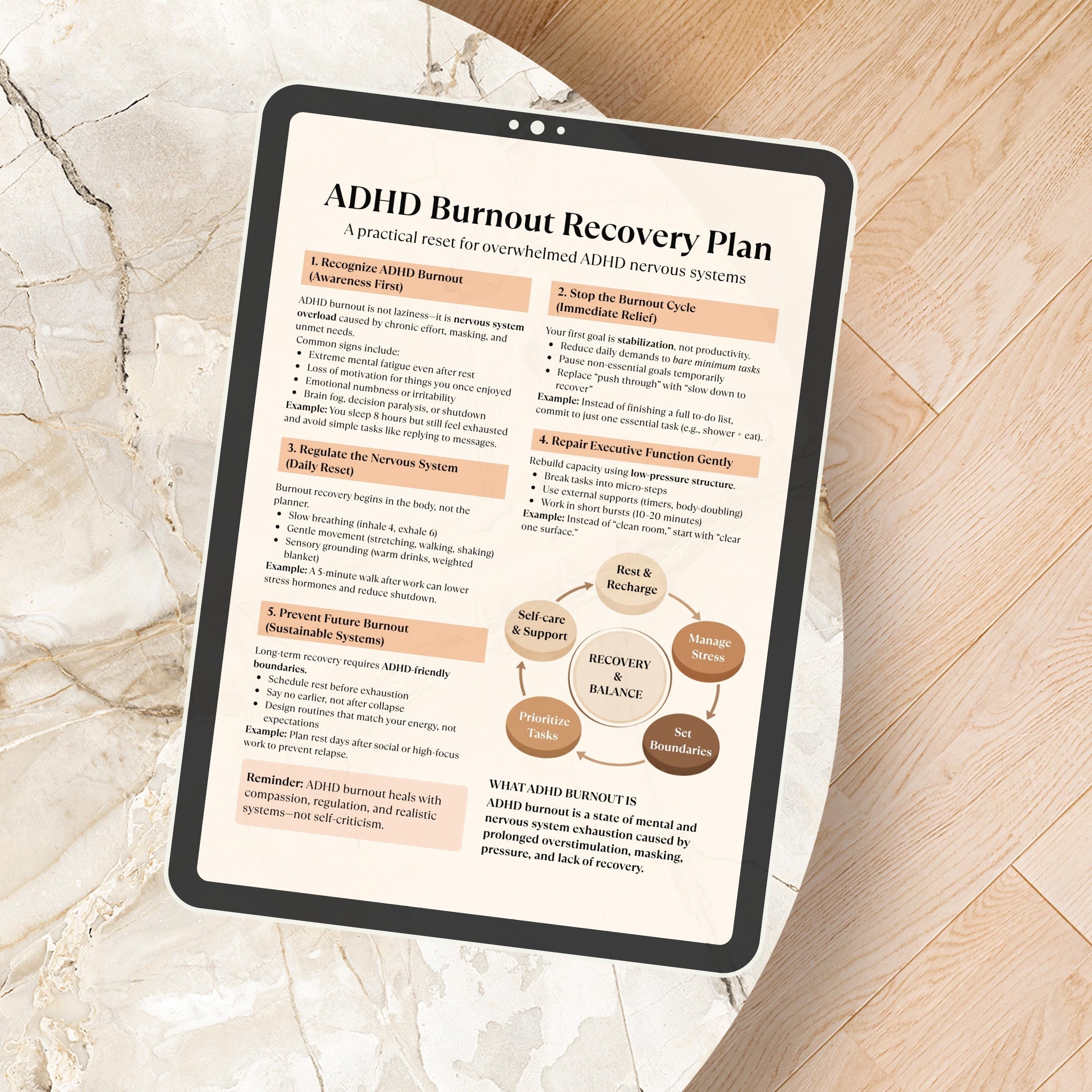 ADHD Burnout Recovery Plan Cheat Sheet, Nervous System Reset, Executive ...