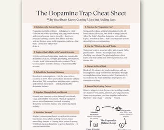 The Dopamine Trap Cheat Sheet, Mindfulness Printable for Focus and Digital Detox