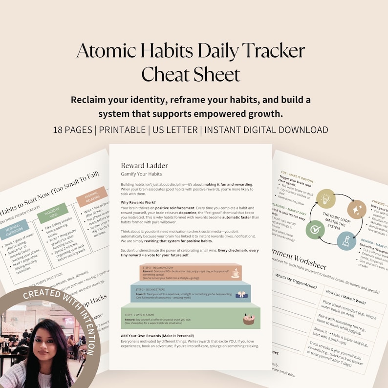 Identity-based daily habit tracker sheet for building consistent routines and goals