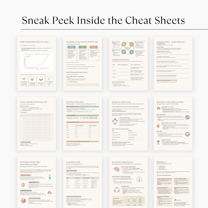 Printable PDF tracker for small habits and behavior change based on James Clear's method