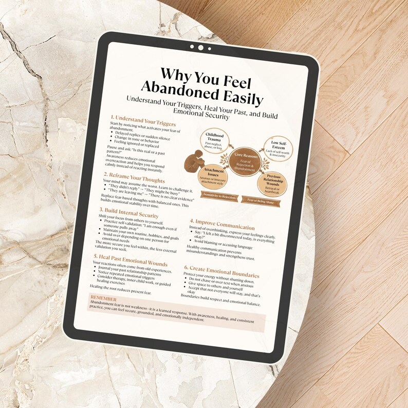 Abandonment Issues Cheat Sheet Printable, Fear of Abandonment, Attachment Style, Emotional Healing Guide image 5