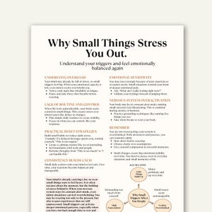 Guía práctica sobre por qué las pequeñas cosas te estresan, desencadenantes emocionales del exceso de pensamiento y la ansiedad (imprimible)