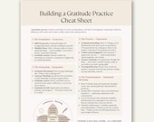 Building a Gratitude Practice Cheat Sheet, Mindfulness Printable, Self Care and Therapy Healing Tool