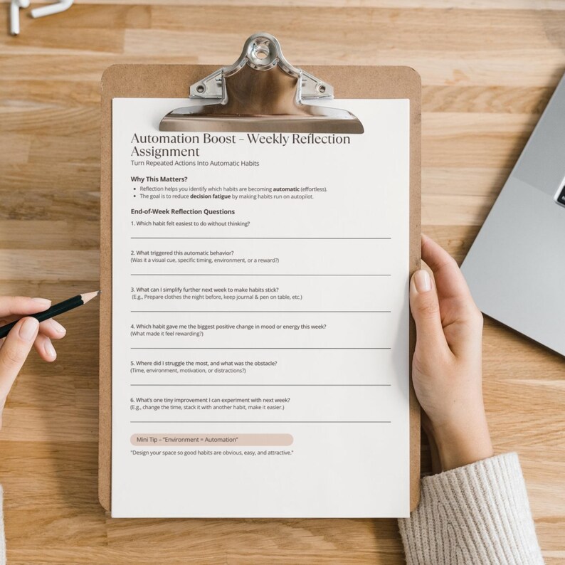 Fillable and printable Atomic Habits cheat sheet for therapy, coaching, and personal growth