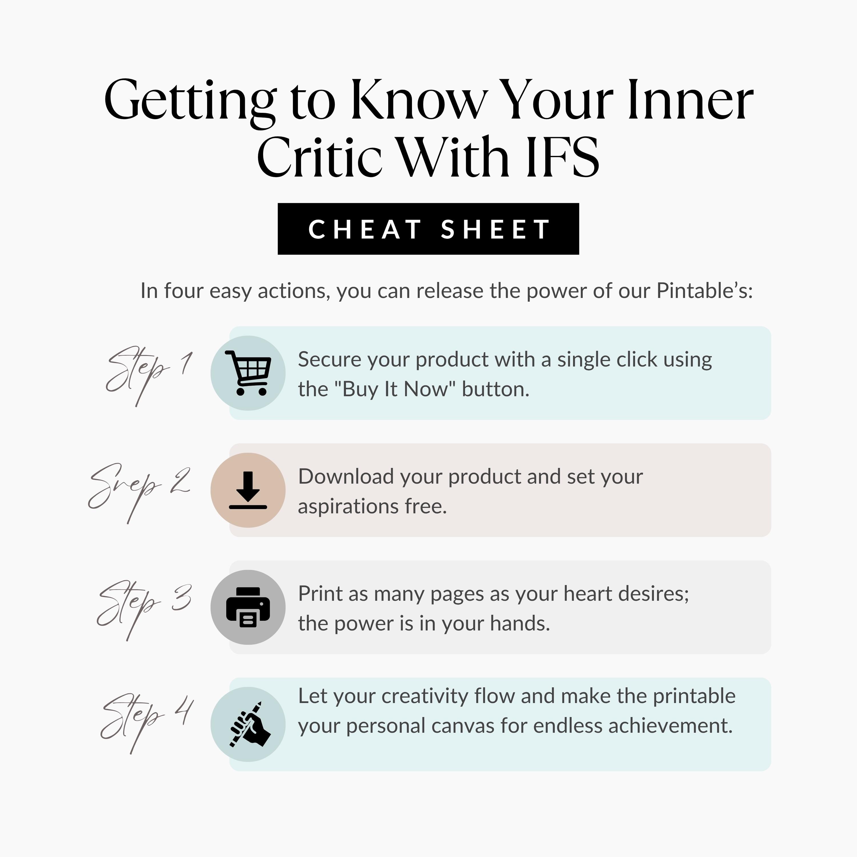 IFS Therapy Inner Critic Cheat Sheet: Self-compassion Printable (PDF ...
