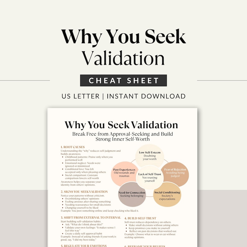 Cheat Sheet Risk Validations Why You Seek Validation Cheat Sheet, Build Self Worth, Stop People ...