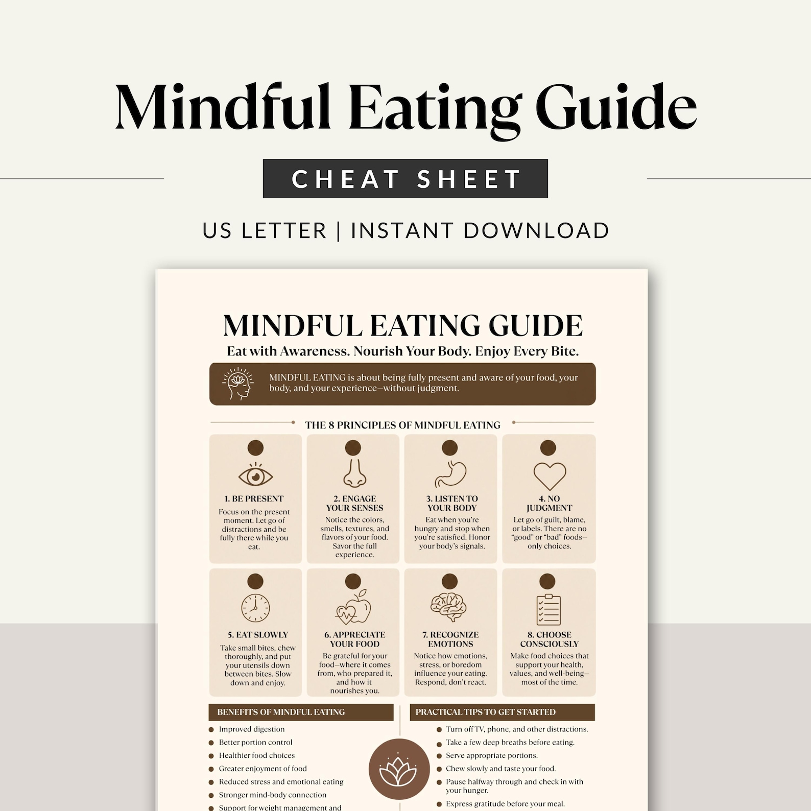 Mindful Eating Guide, Emotional Eating Help, Self Care (PDF) - Etsy
