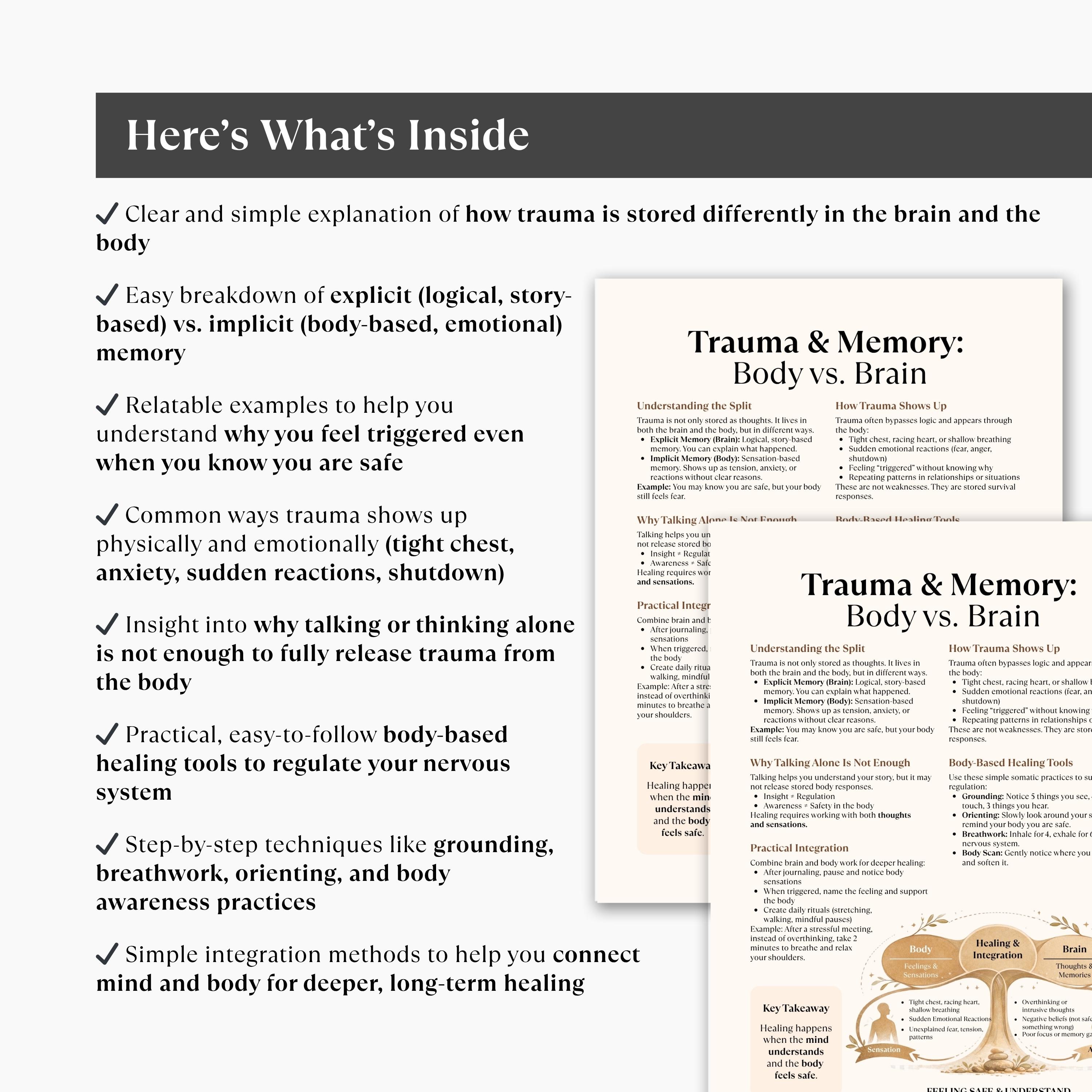 Trauma and Memory Cheat Sheet, Body Vs Brain, Nervous System Healing ...