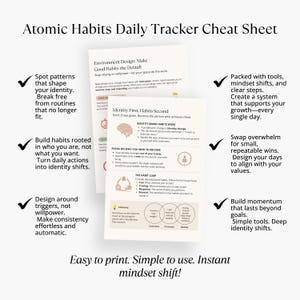 Self-improvement daily planner page with space for cue, craving, response, and reward