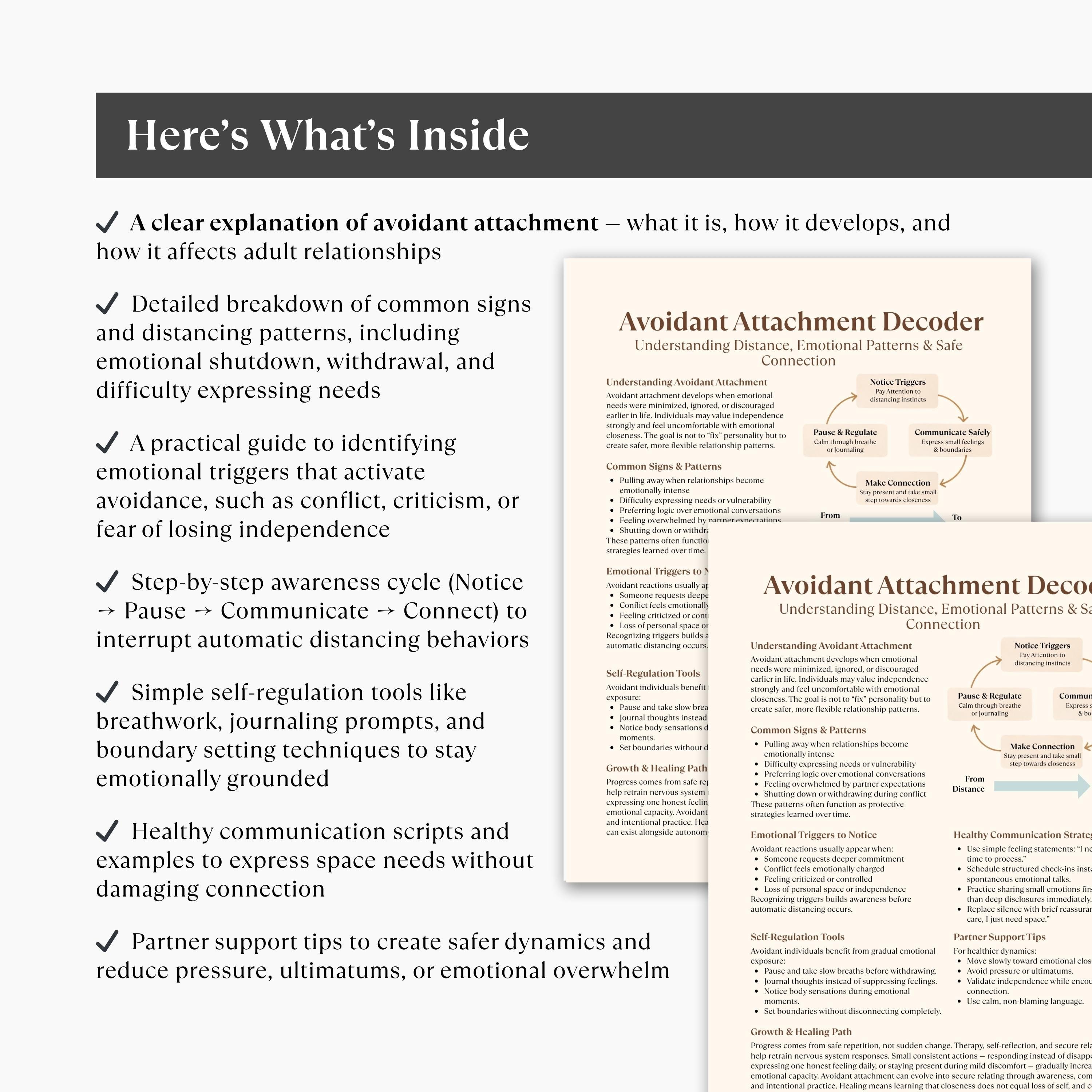 Avoidant Attachment Cheat Sheet Printable, Attachment Style Guide ...