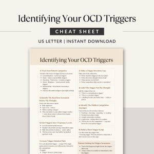 OCD Trigger Identification Cheat Sheet, Intrusive Thoughts and Anxiety ...