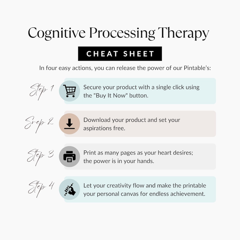 Cognitive Processing Therapy Cheat Sheet, Mental Health Guide, CPT ...