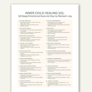 Inner Child Healing Cheat Sheet: Trauma Recovery, Self-Growth (PDF Printable)