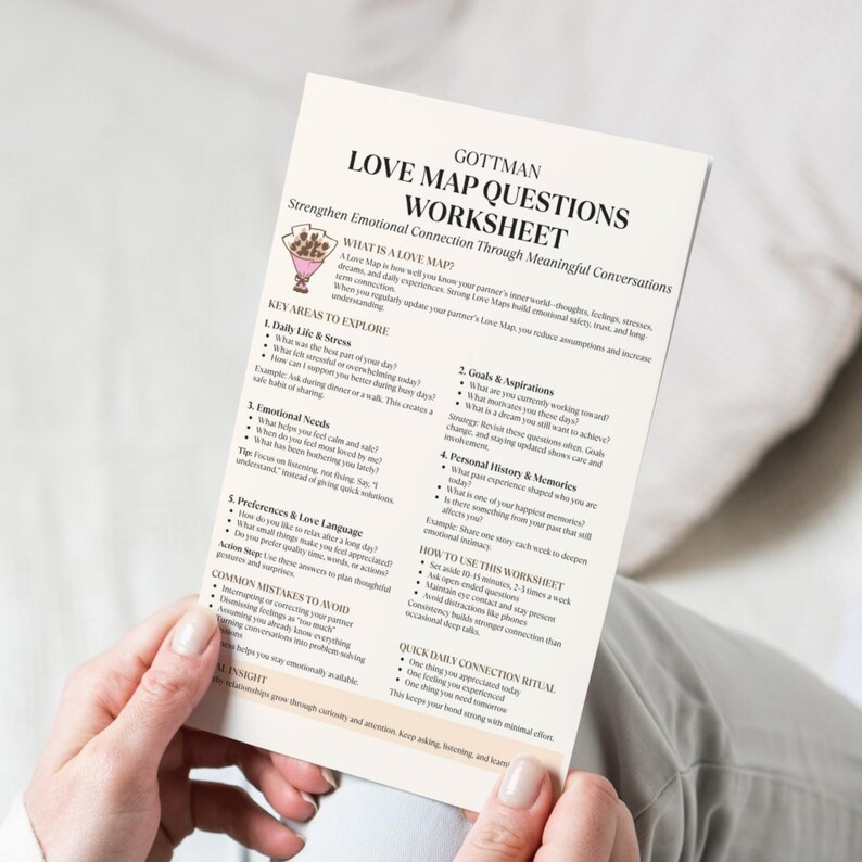 Love Maps Questionnaire.pdf Love Map Questions Worksheet, Gottman Couples Therapy Printable ...