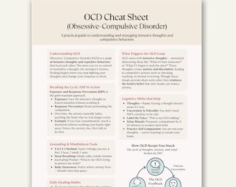 OCD Cheat Sheet, Obsessive Compulsive Disorder Worksheet, ERP Therapy Printable