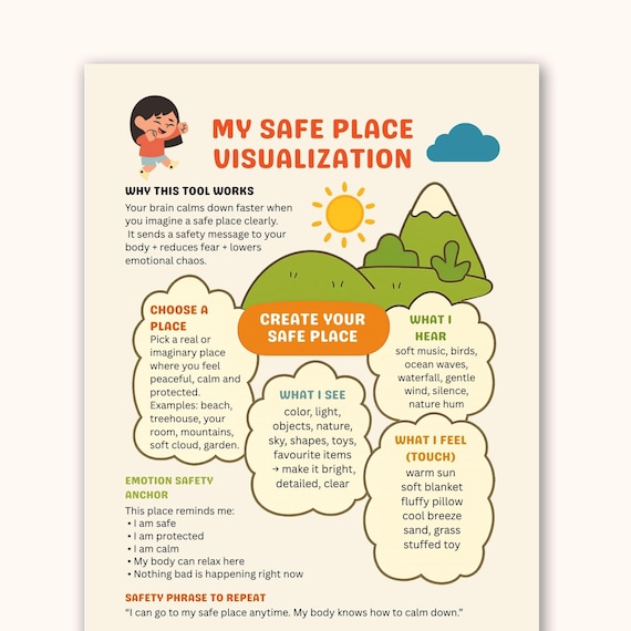Safe Place Visualization, Calming Tool for Kids Anxiety, Emotional Regulation and Coping Skills