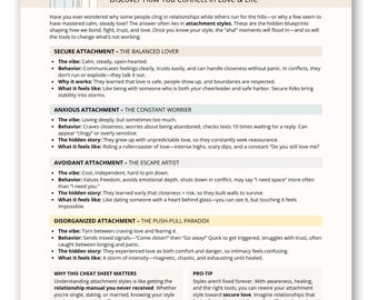 Attachment Styles Cheat Sheet, Relationship Guide for Secure Love (PDF Download)