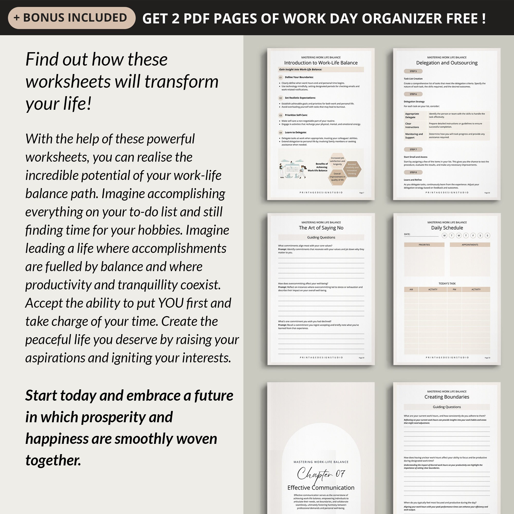 Your Comprehensive Work-life Balance Planning Sheets, A Guide to Self ...