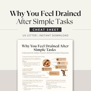Burnout Recovery Cheat Sheet, Mental Exhaustion Guide, Energy Reset Printable, Overthinking Help PDF image 2