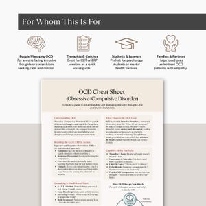 OCD Cheat Sheet, Obsessive Compulsive Disorder Worksheet, ERP Therapy ...