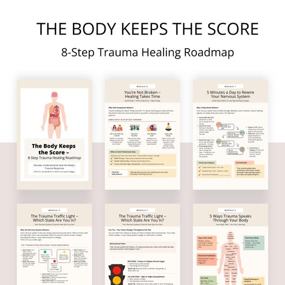 Somatic Healing Cheat Sheet, Anxiety and Trauma Support Tools (Printable PDF)