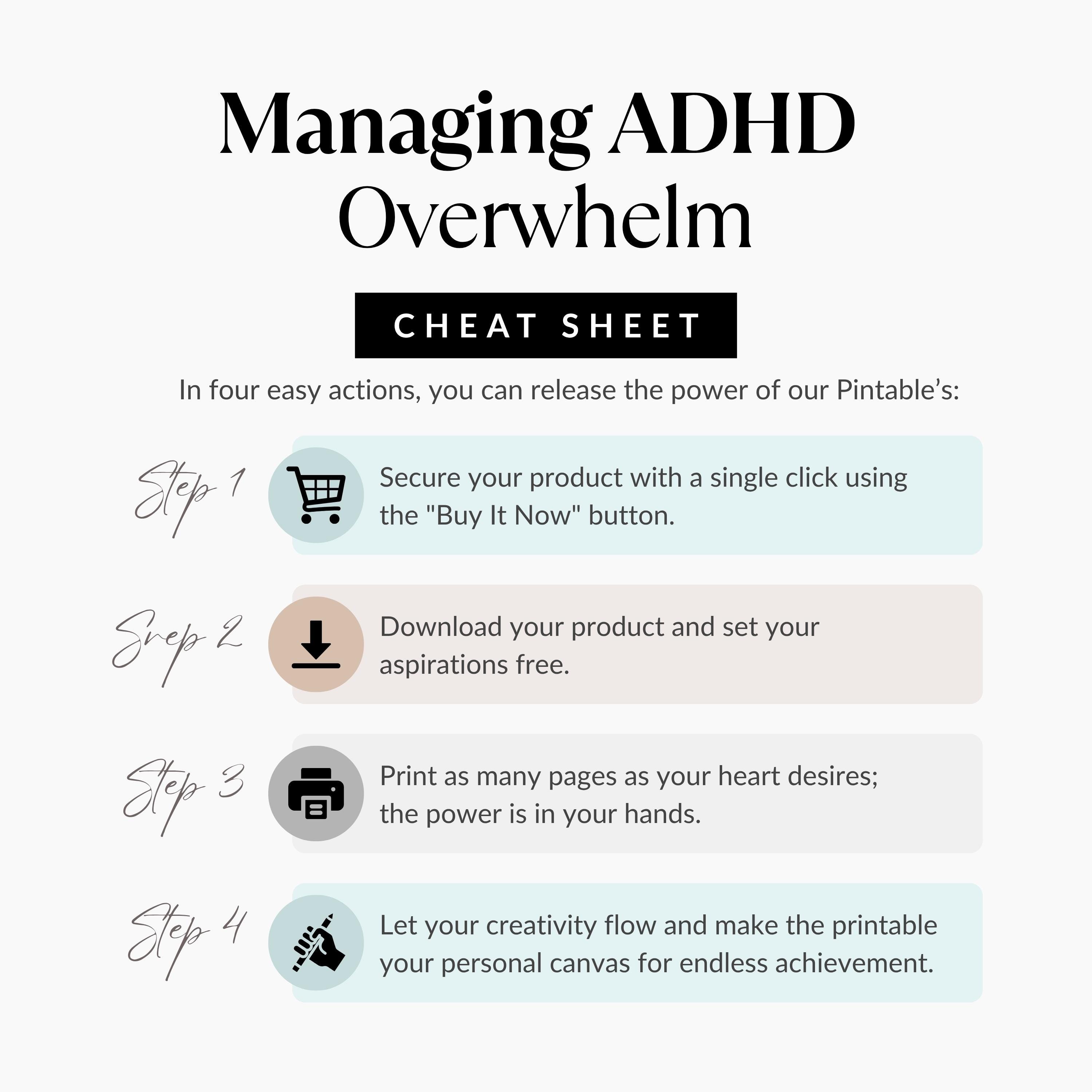 Overfunctioner Worksheet ADHD Overwhelm Cheat Sheet Printable, Executive Function & Task ...
