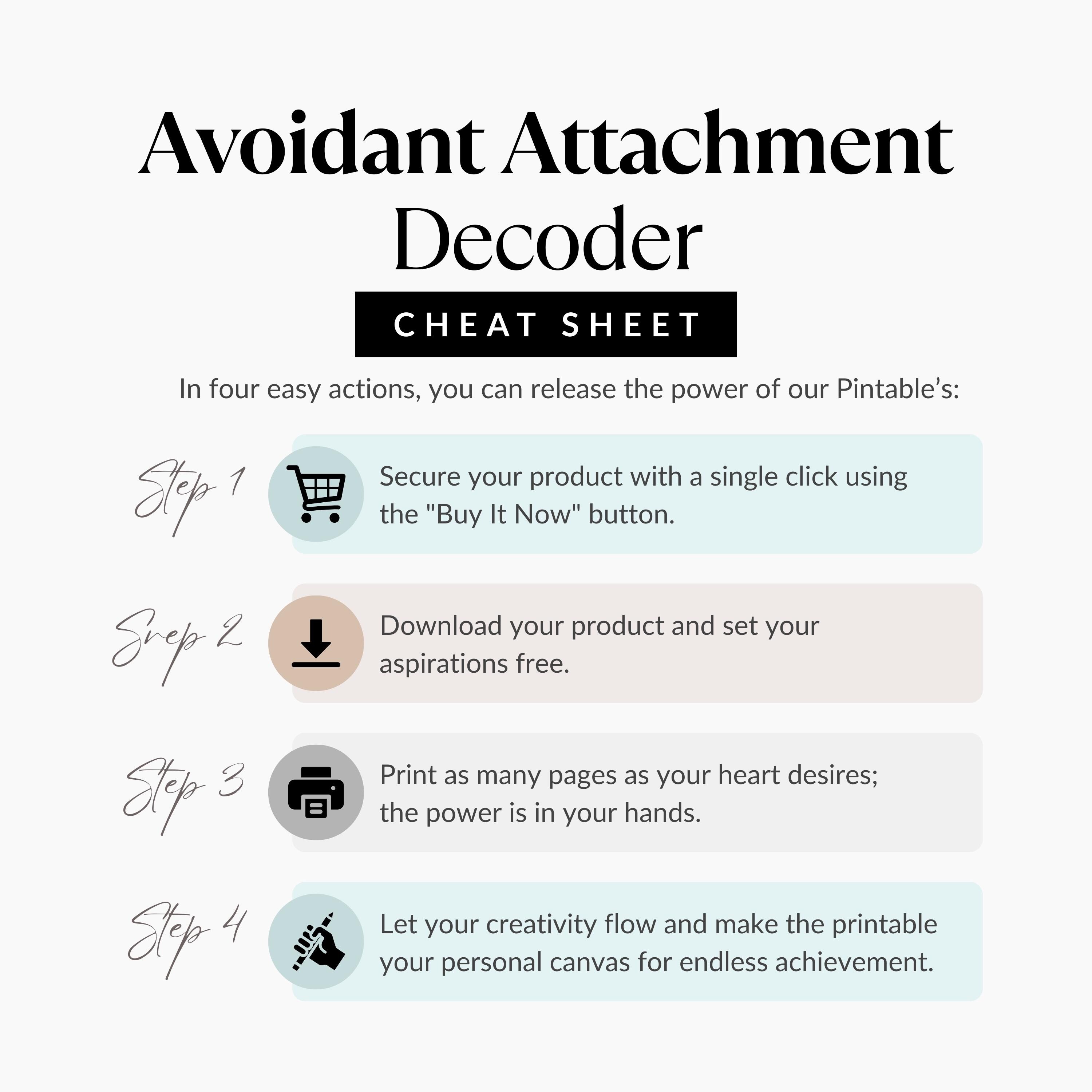 Avoidant Attachment Cheat Sheet Printable, Attachment Style Guide ...