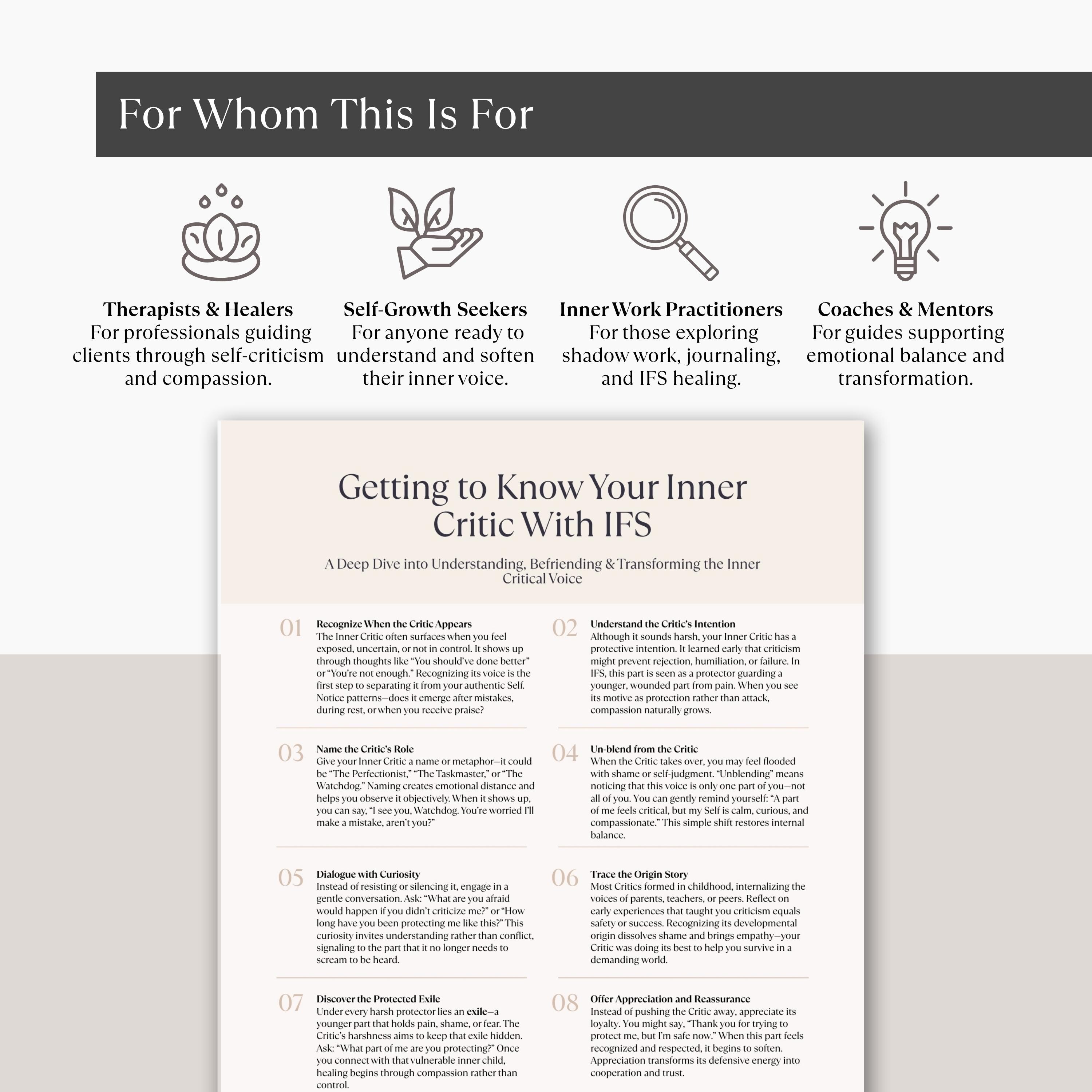 IFS Therapy Inner Critic Cheat Sheet: Self-compassion Printable (PDF ...