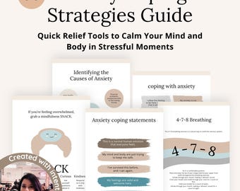 Anxiety Coping Strategies Guide, Stress Relief Tools Printable, Mindfulness and Mental Health Worksheet PDF