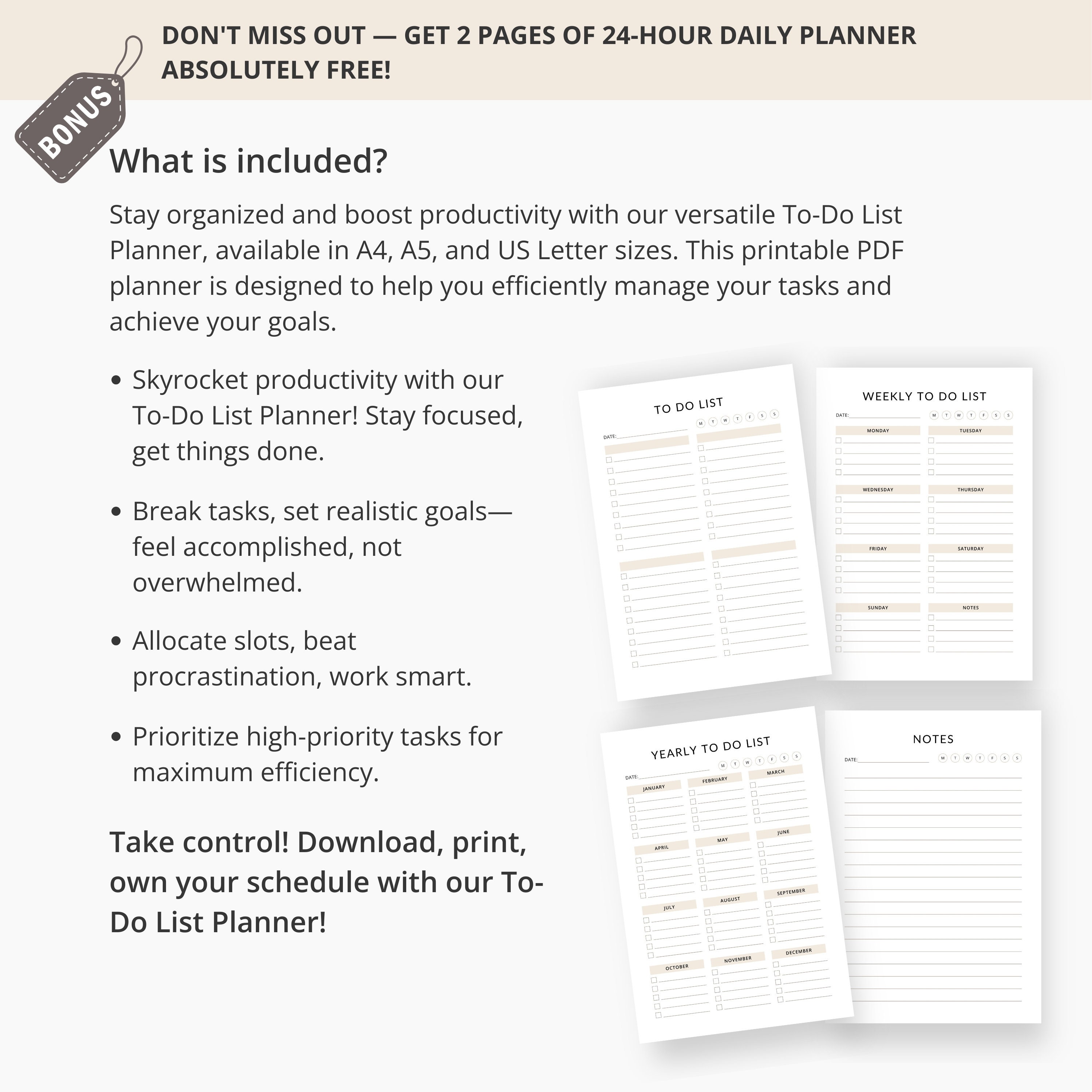 To Do List Printable Planner Priority Task List Template Checklist Tool ...