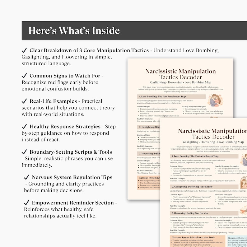 Narcissistic Manipulation Cheat Sheet, Gaslighting Hoovering Love ...