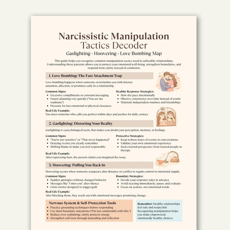 Narcissistic Manipulation Cheat Sheet, Gaslighting Hoovering Love ...