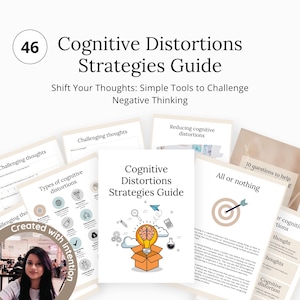 Cognitive Distortion Worksheets for Anxiety and Overthinking, Printable CBT Workbook for Thought Reframing, Therapy and Mindset Journal