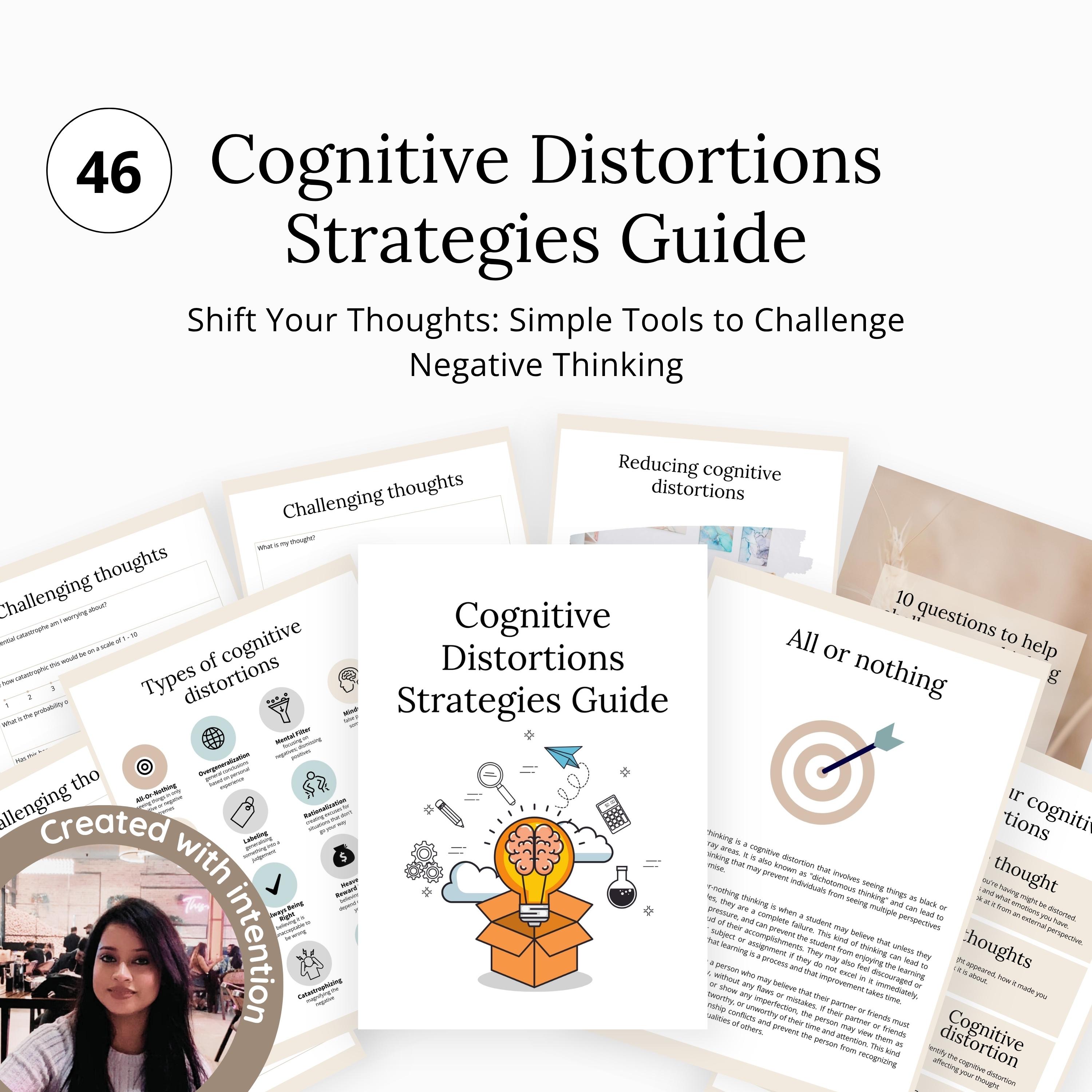 Cognitive Distortions Strategies Guide, CBT Thought Reframing Workbook ...