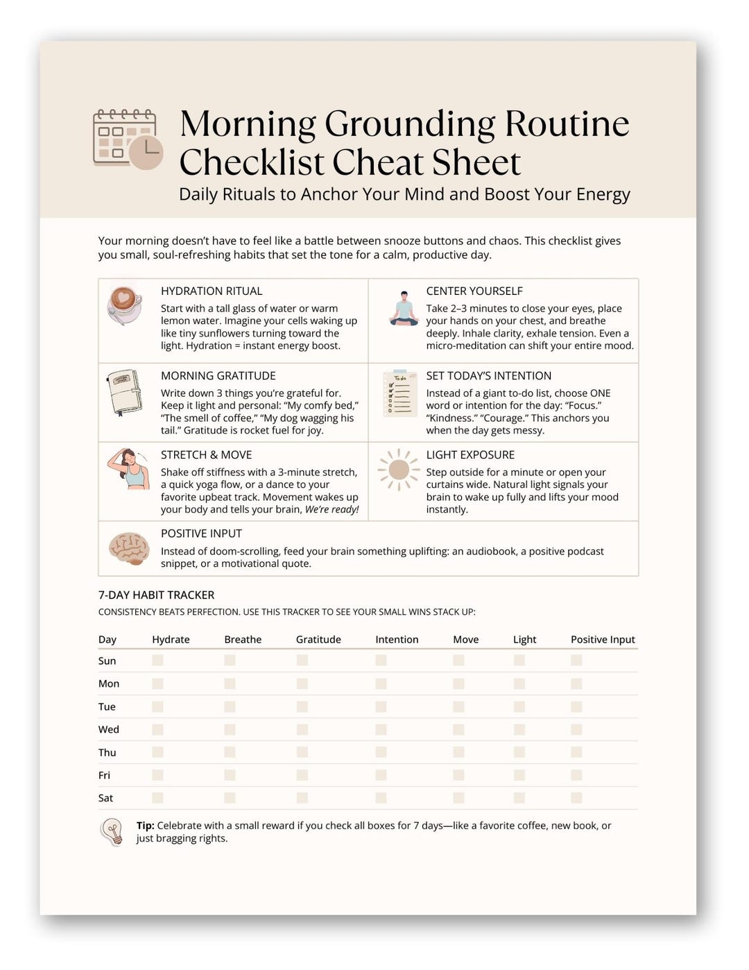 Free Pdf Morning Routine Morning Routine Checklist, Self-care Rituals Printable (PDF Download ...